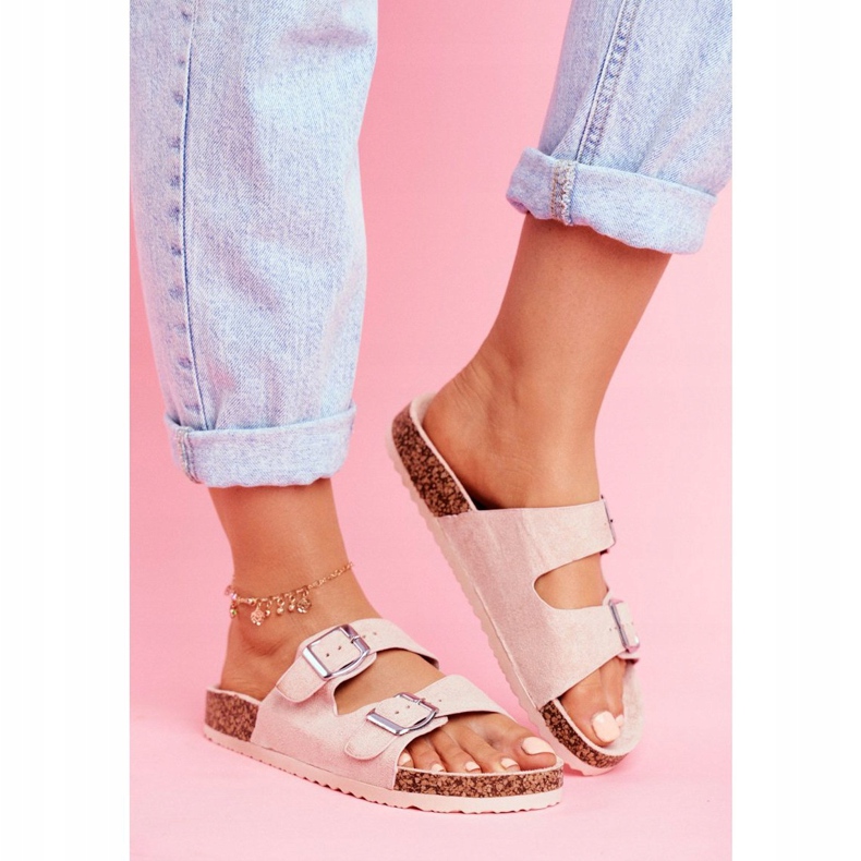 EVE Pantofole Da Donna In Sughero Con Fermagli Rosa Si Senor 2