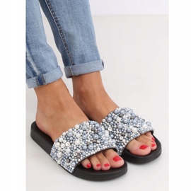 Nero BG66 Pantofole nere con perle 1