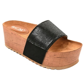 Pantofole nere sulla piattaforma 77-99 nero 1