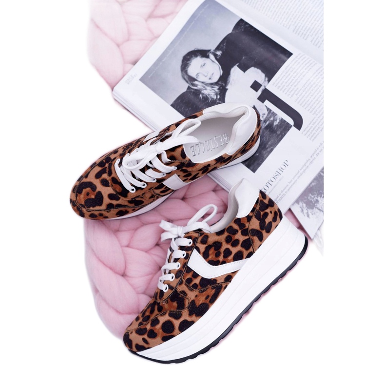 NFR Scarpe sportive da donna Leopard SportFreak bianca marrone 1