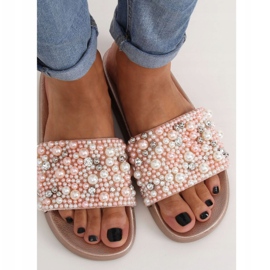 Ciabatte con perle champagne BG66 Champagne rosa multicolore 2