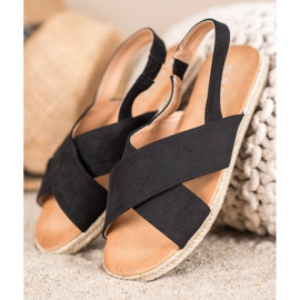 SHELOVET Sandali slip-on con elastico nero 1