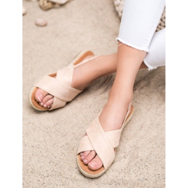 SHELOVET Sandali in pelle scamosciata slip-on marrone 2