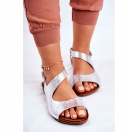Sandali Donna Laura Messi Pelle 1116 Serpente Argento Vollare grigio 2