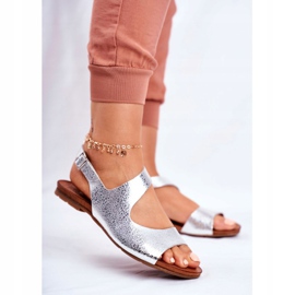 Sandali Donna Laura Messi Pelle 1116 Serpente Argento Vollare grigio 1