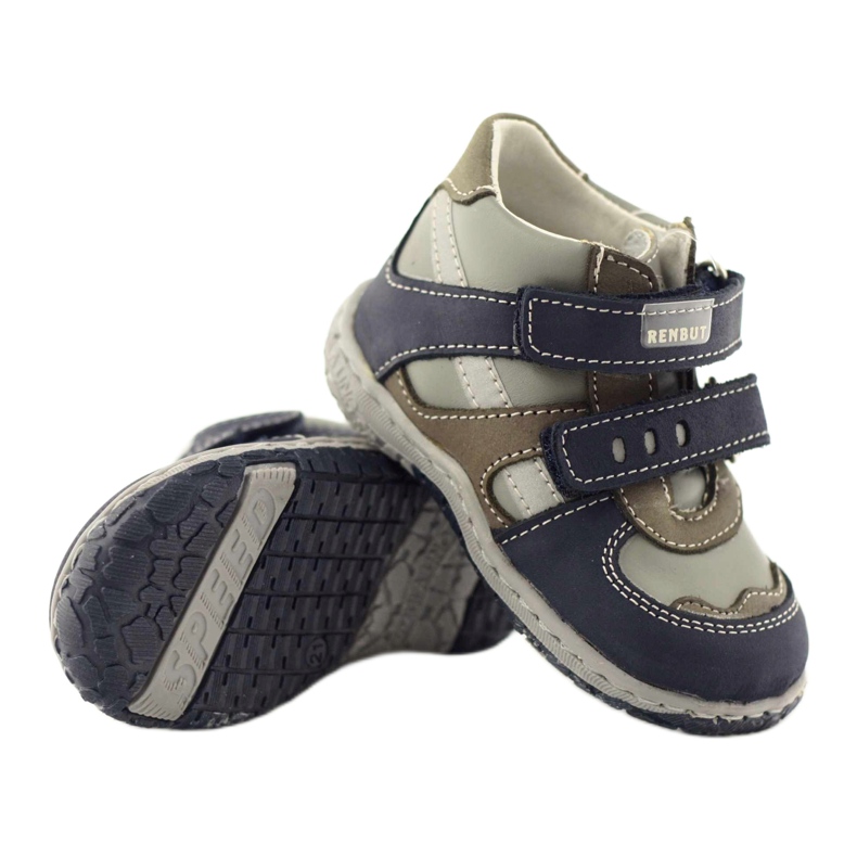 Stivali in pelle Ren But 1363 blu navy grigio 4