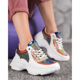 SHELOVET Sneakers Colorate Con Paillettes bianca nero rosso multicolore 1