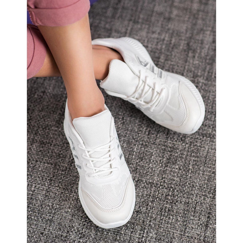 SHELOVET Scarpe comode con rete bianco grigio 1