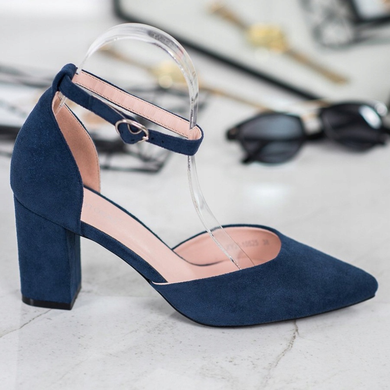 W. Potocki Décolleté In Pelle Scamosciata Spitz blu navy 2
