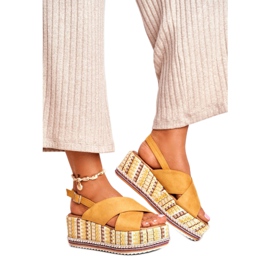ADY Sandali da donna su espadrillas con zeppa Yellow Sandy giallo 1