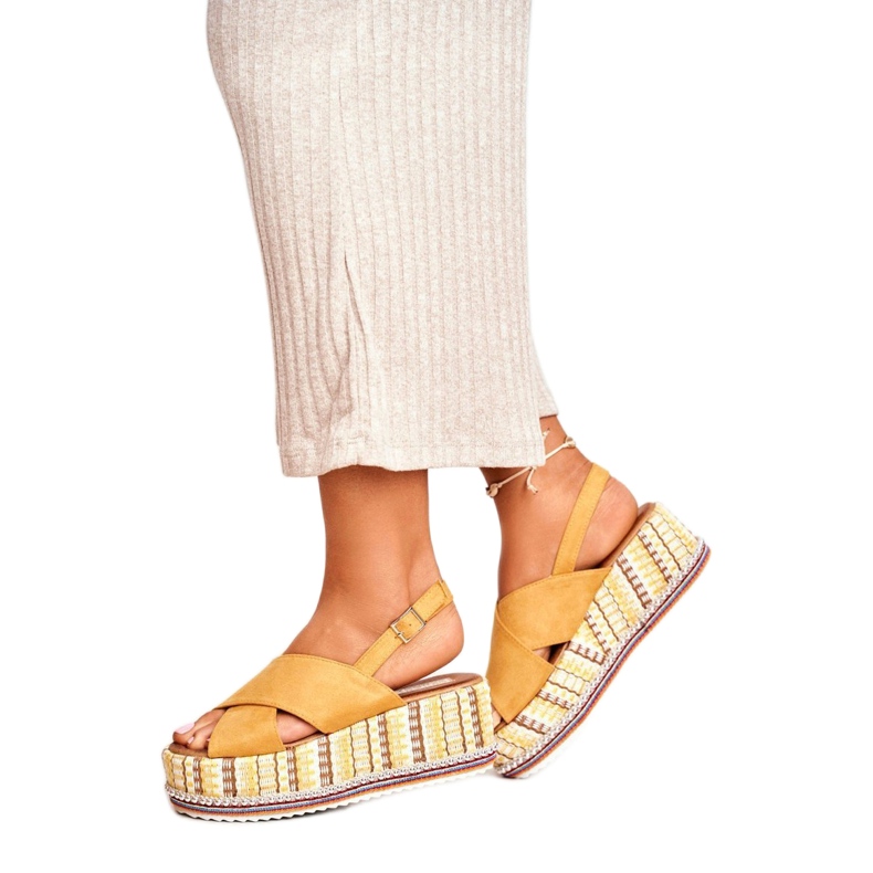 ADY Sandali da donna su espadrillas con zeppa Yellow Sandy giallo 3