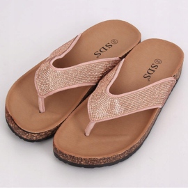 Infradito rosa sulla suola in sughero, rosa 7872-PL Pink 1