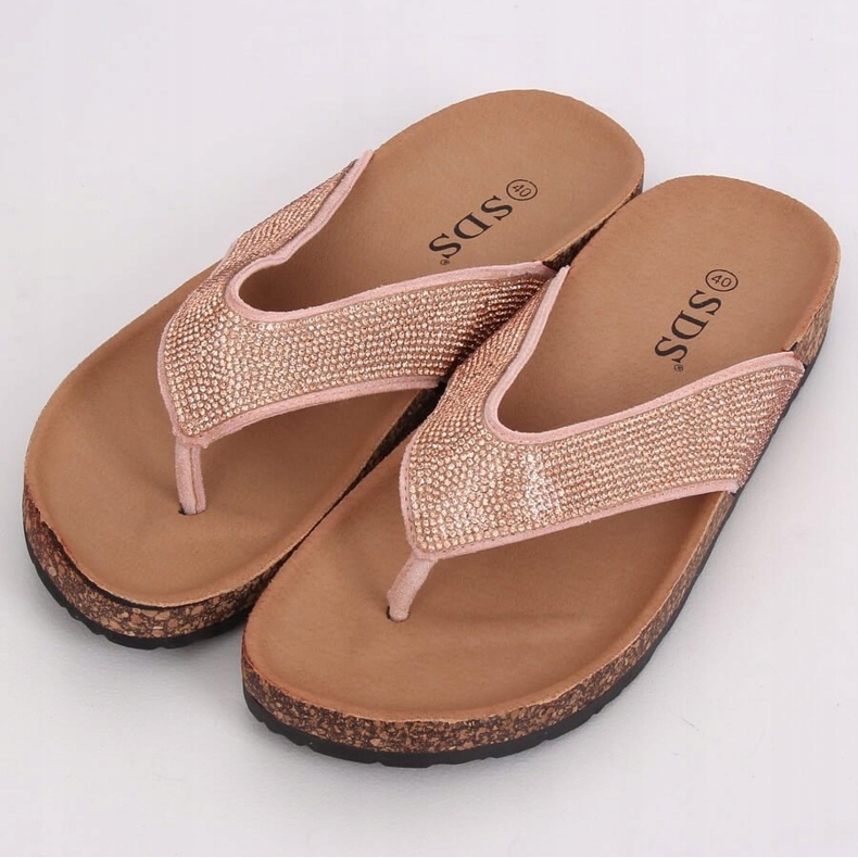 Infradito rosa sulla suola in sughero, rosa 7872-PL Pink 1