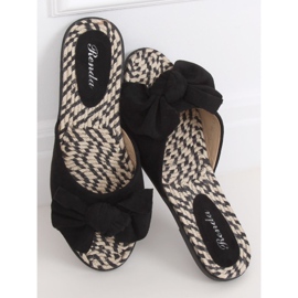 Nero YT-98 Pantofole espadrillas nere da donna 1
