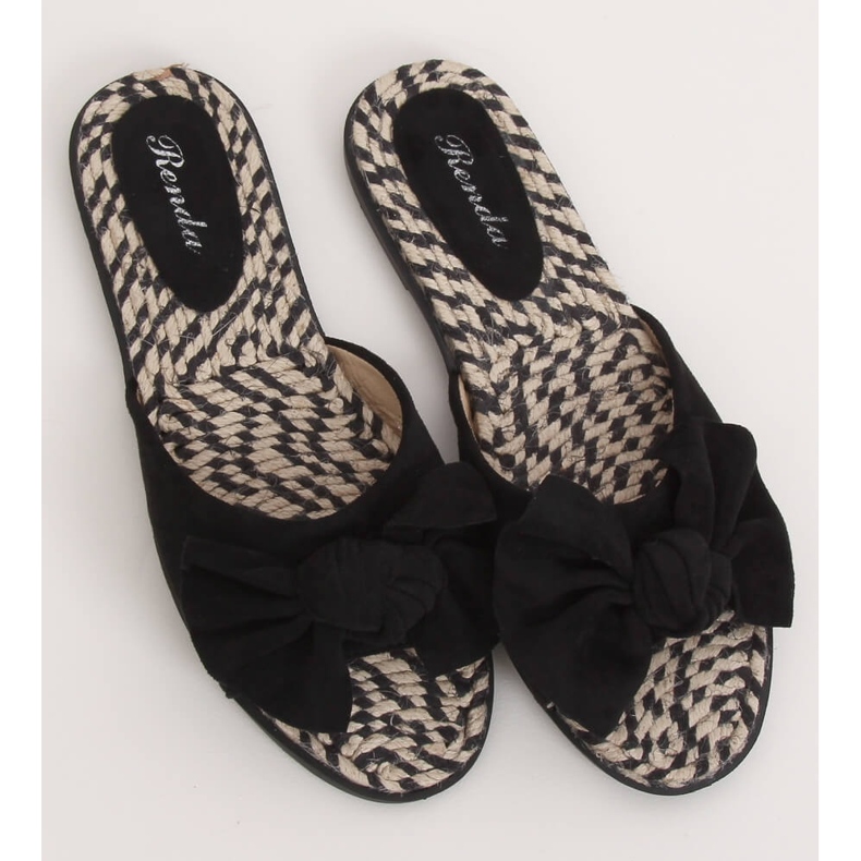 Nero YT-98 Pantofole espadrillas nere da donna 2