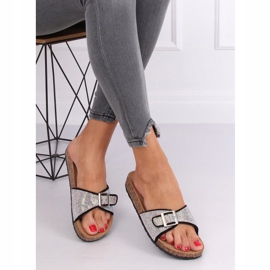 Pantofole nere con pietre L-1032 Nero 1