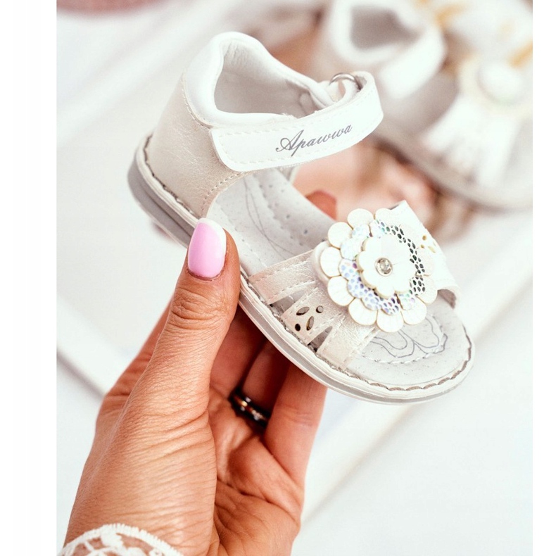 Apawwa Sandali da bambino con velcro Flower White Mino bianco multicolore giallo 1