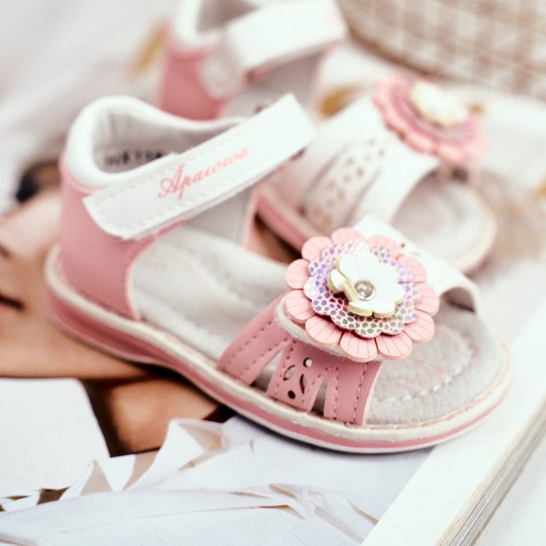 Apawwa Sandali da bambino con velcro Flower Pink Mino rosa 2