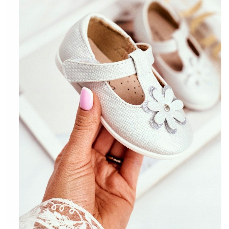 Apawwa Ballerine per bambini con Velcro Fiore Argento Antrela grigio 1