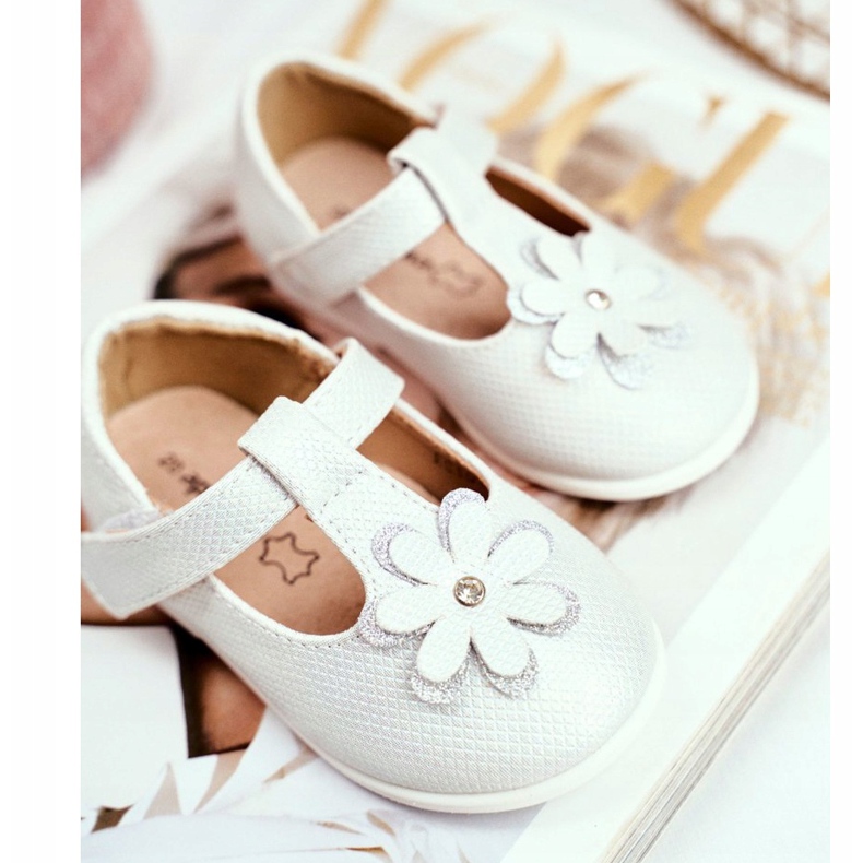 Apawwa Ballerine per bambini con Velcro Fiore Argento Antrela grigio 2