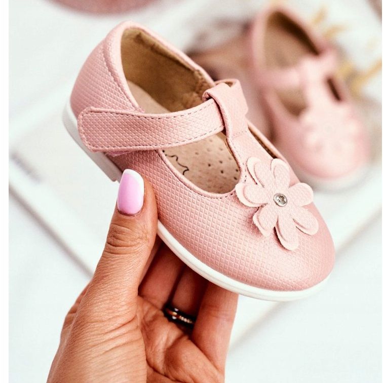 Apawwa Ballerine per bambini su Velcro Flower Pink Anthrela rosa 2