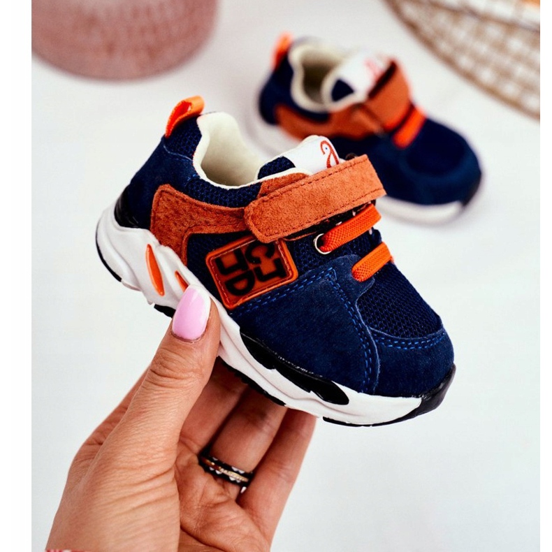 Apawwa Scarpe Sportive Bambino con Velcro Blu Navy Jonaba arancia 2