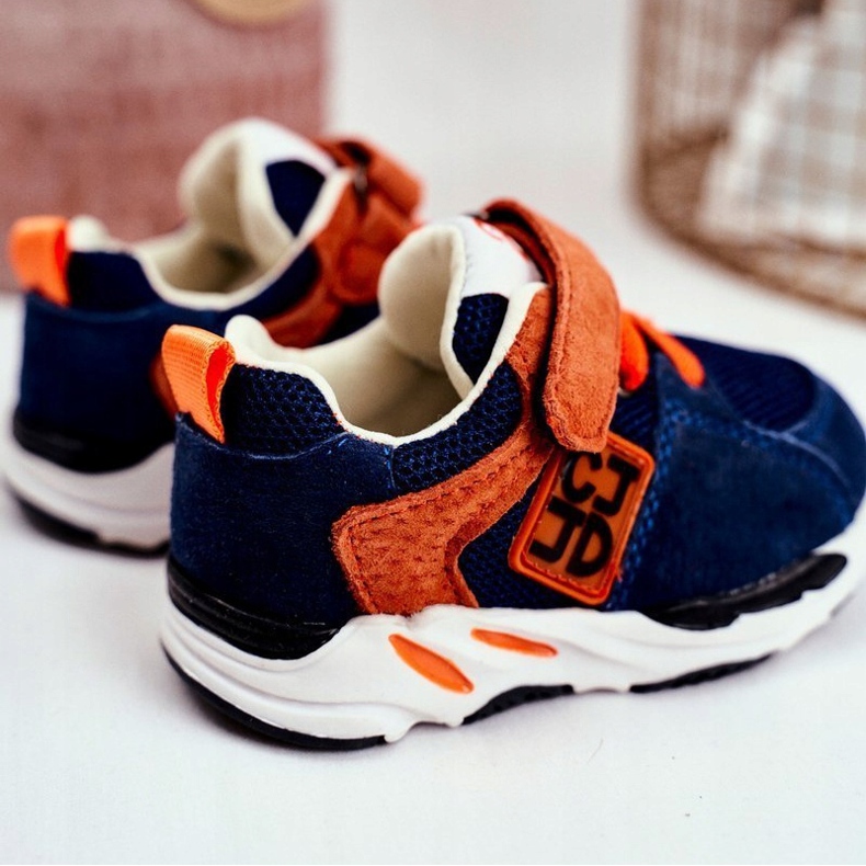 Apawwa Scarpe Sportive Bambino con Velcro Blu Navy Jonaba arancia 1