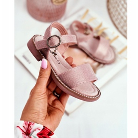Apawwa Sandali da Bambino con Velcro Rosa Verden Brocade 1