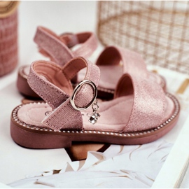 Apawwa Sandali da Bambino con Velcro Rosa Verden Brocade 2