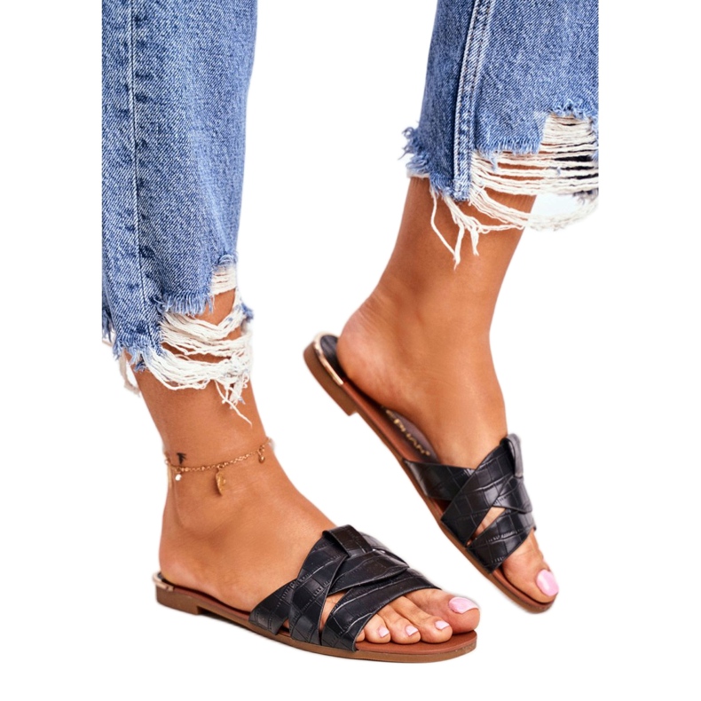 Pantofole Donna Pelle di Serpente Nere Chance nero 3