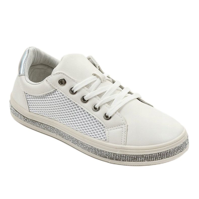 Sneakers bianche decorate con zirconi 1153-Y bianca 1
