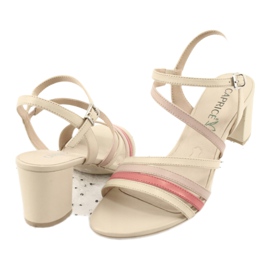 Sandali Caprice da donna in pelle, beige dorato 3