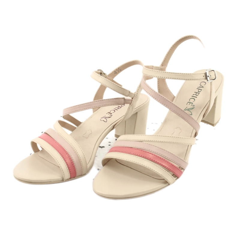 Sandali Caprice da donna in pelle, beige dorato 2