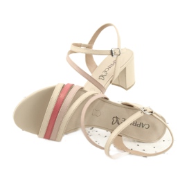 Sandali Caprice da donna in pelle, beige dorato 4