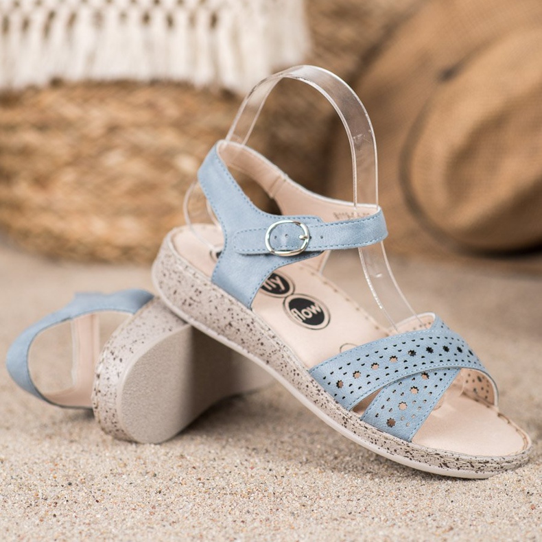 SHELOVET Sandali comodi sulla piattaforma blu 2