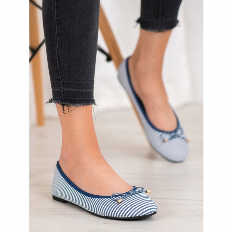 SHELOVET Ballerina a righe bianco blu 1