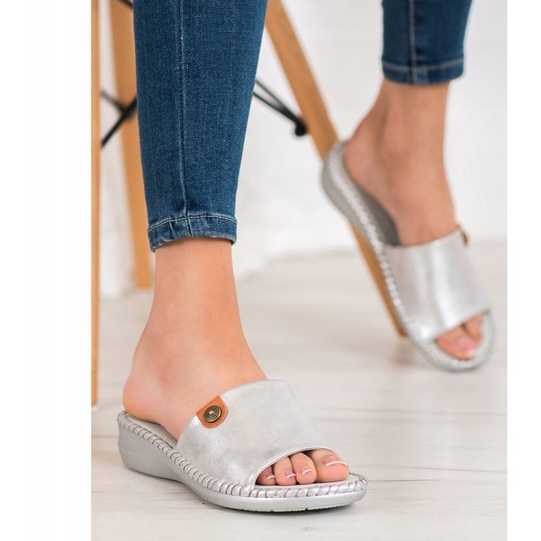J. Star Pantofole casual in ecopelle grigio 2