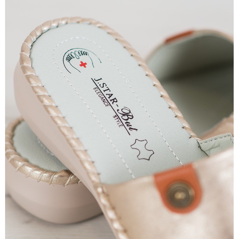 J. Star Pantofole casual in ecopelle d'oro 1