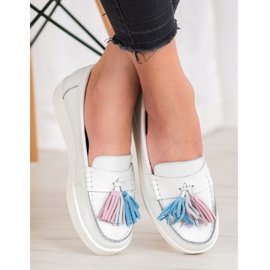 Mocassini con frange colorate VINCEZA bianco 1