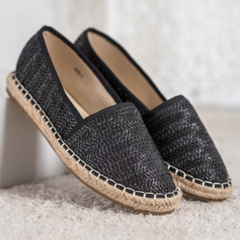 SHELOVET Espadrillas nere intrecciate nero 1