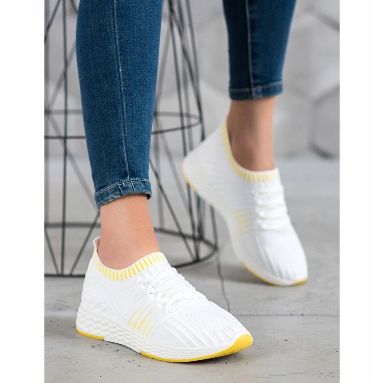 SHELOVET Scarpe Slip-On in tessuto bianco 1