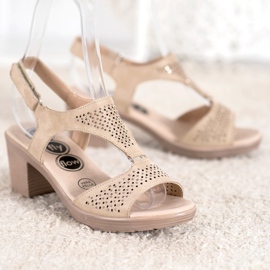 SHELOVET Comodi sandali in velcro marrone 1