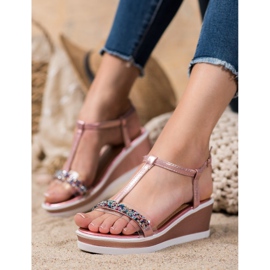 SHELOVET Zeppe alla moda con ecopelle rosa 1