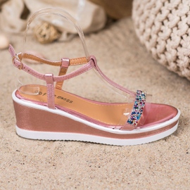 SHELOVET Zeppe alla moda con ecopelle rosa 2