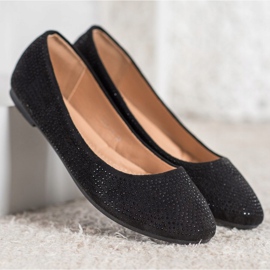 Diamantique Ballerine in camoscio con cristalli nero 2