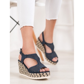 Aclys Espadrillas in pelle scamosciata sulla zeppa blu 1