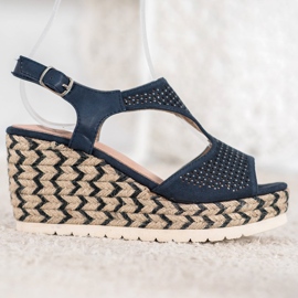 Aclys Espadrillas in pelle scamosciata sulla zeppa blu 2