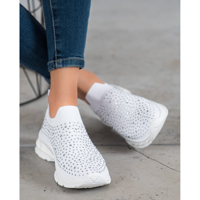 Renda Sneakers Bianche Con Cristalli bianco 1