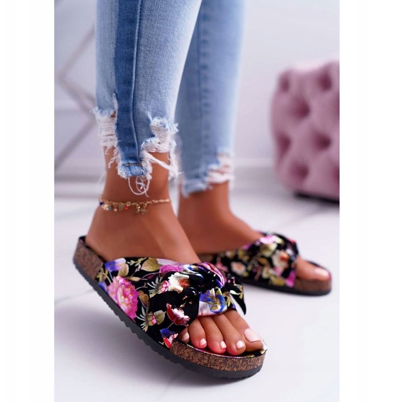 SEA Pantofole nere da donna su fiori di sughero Wendy's Bow nero multicolore 1