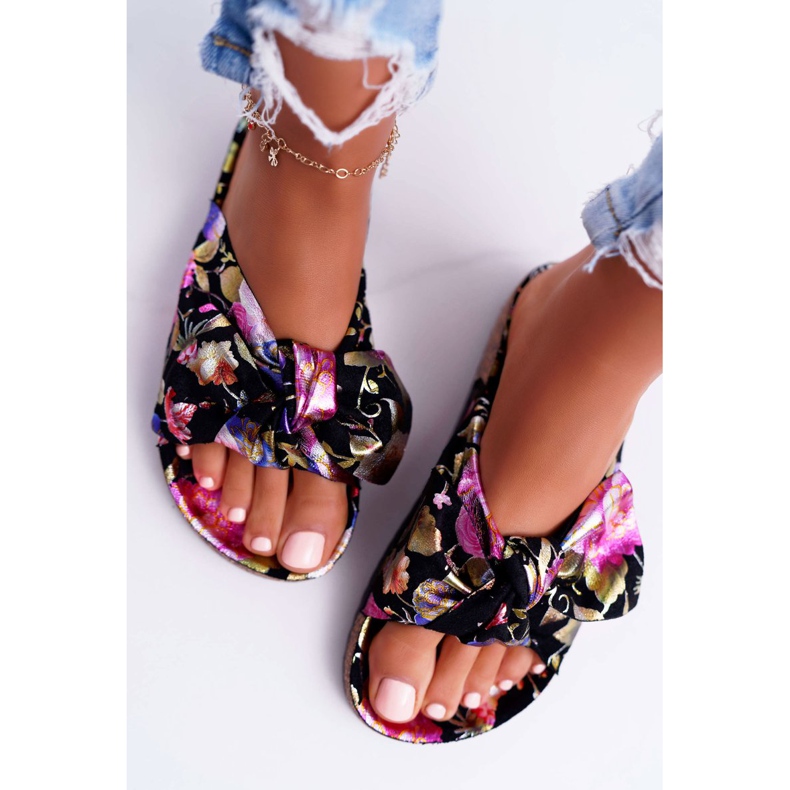 SEA Pantofole nere da donna su fiori di sughero Wendy's Bow nero multicolore 2